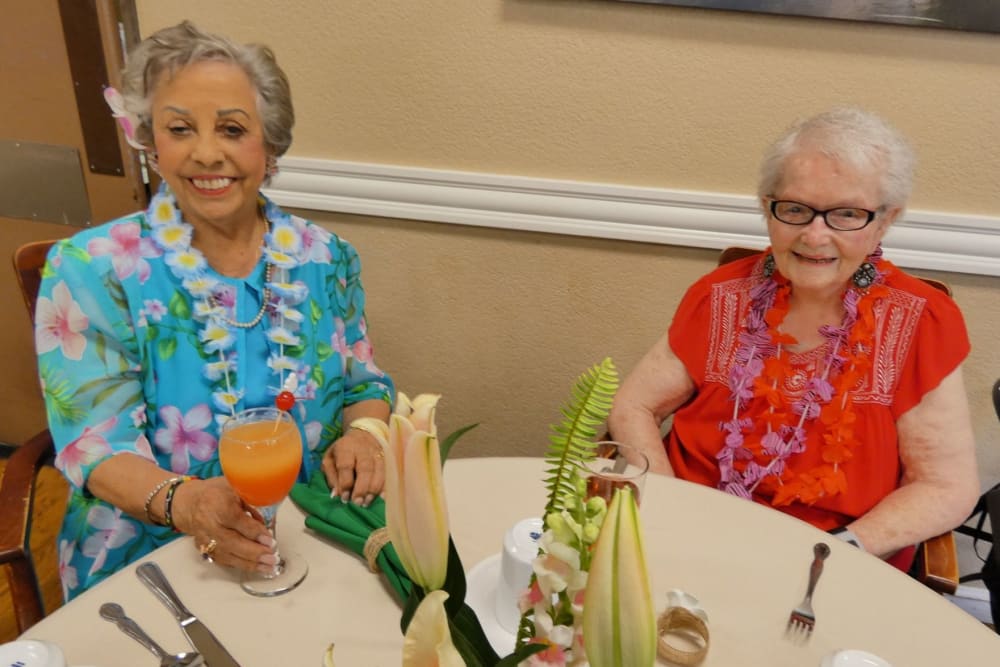 Luau event at Lodi Commons Senior Living in Lodi, California