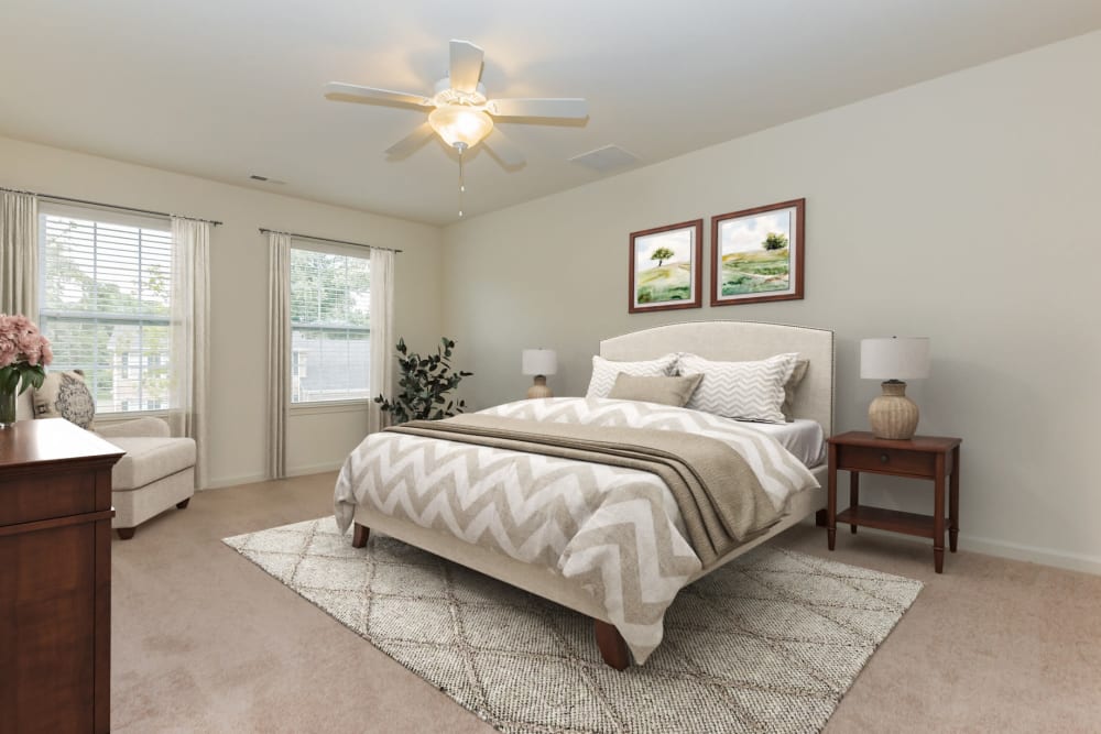 white and beige bedroom at United Communities in Joint Base MDL, New Jersey