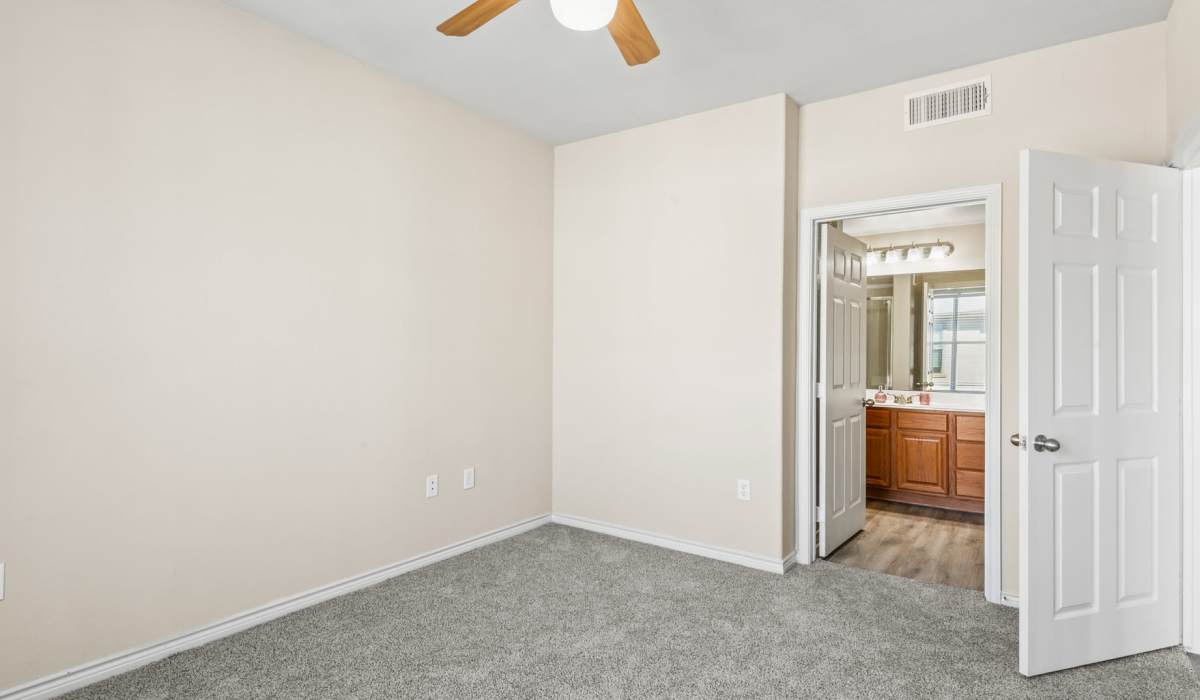 Apartment interior with large window at Park Avenue at Boulder Creek in Houston, Texas