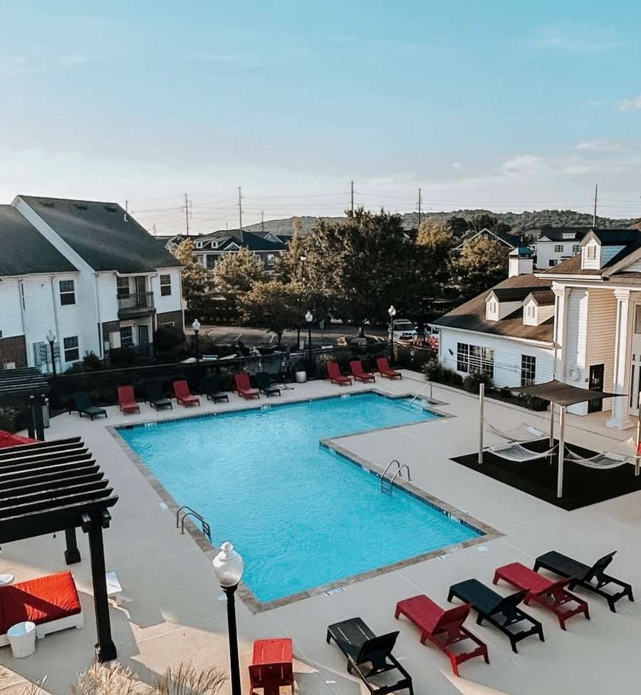 Luxury community pool at The Landing at Fayetteville in Fayetteville, Arkansas