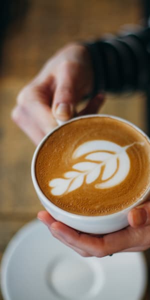 Beautifully presented latte at a café near Summerhill Terrace Apartment Homes in San Leandro, California