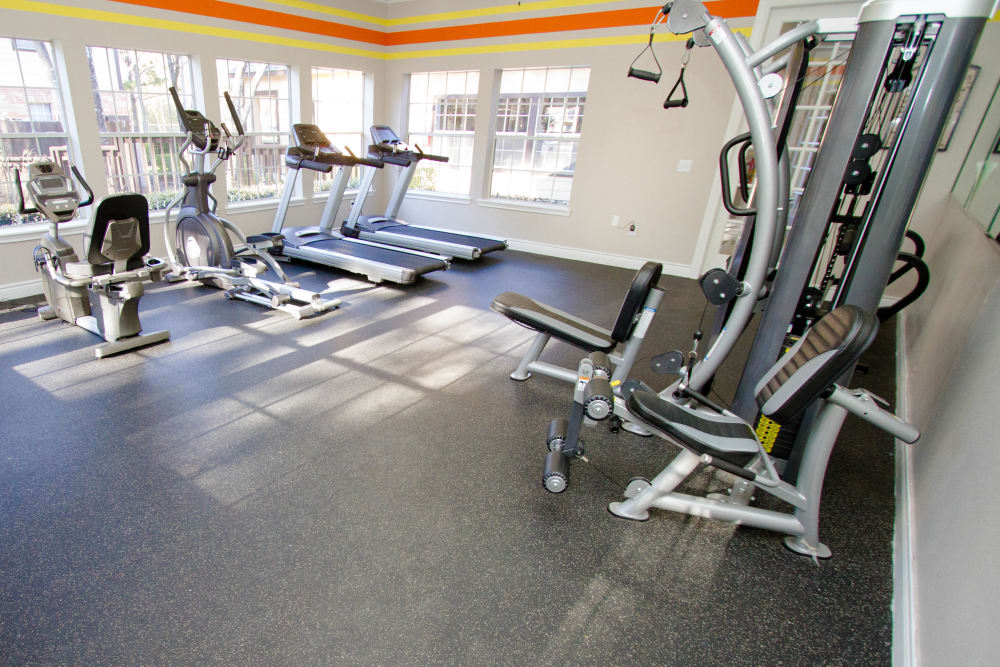 Fitness center with modern equipment at Eagle Crest Apartments in Humble, Texas