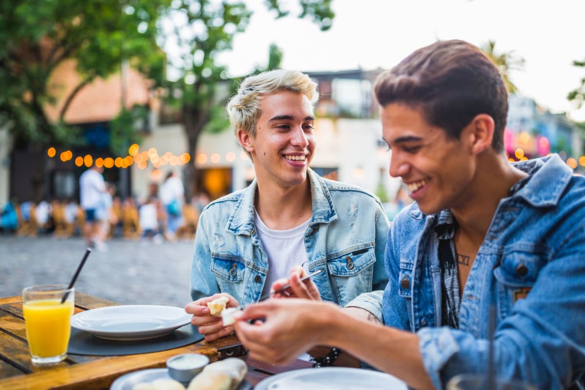 Residents out getting a bite to eat near 1200 Riverside in Burbank, California