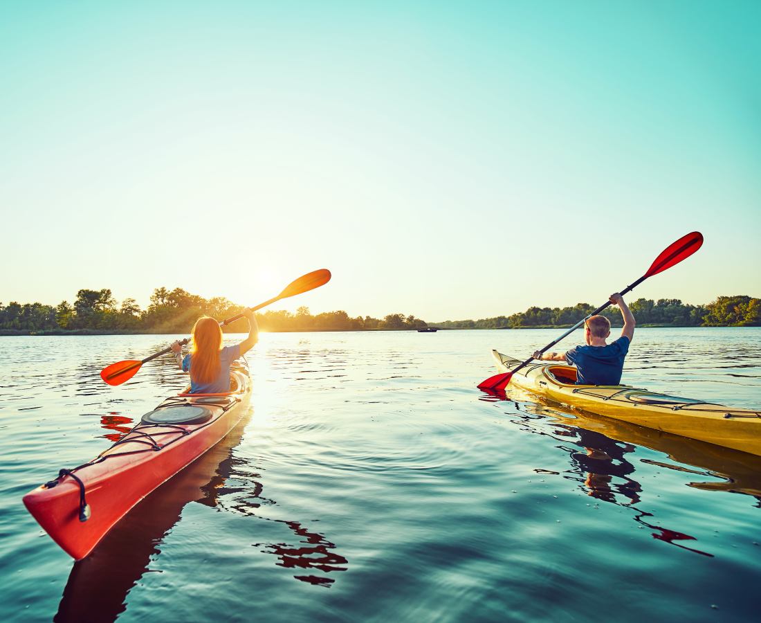 Kayaking on the lake near Sterling Ranch in El Dorado Hills, California