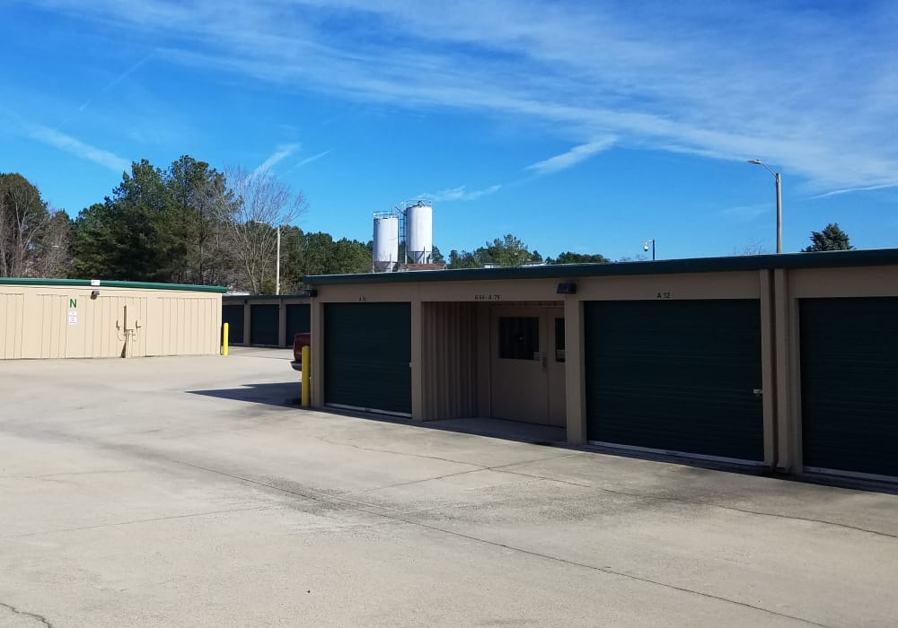 Exterior storage units at Cardinal Self Storage in Graham, North Carolina