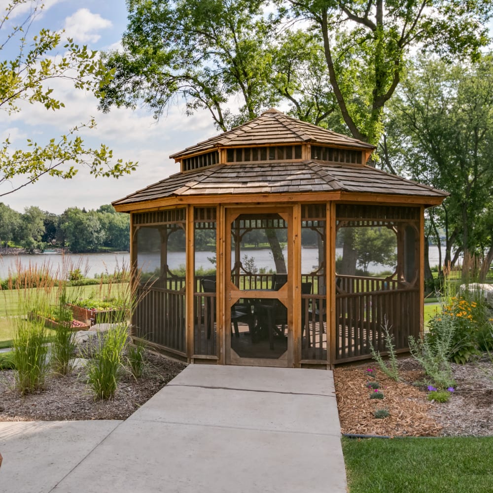 Shaded gazebo at Applewood Pointe of Champlin in Champlin, Minnesota.