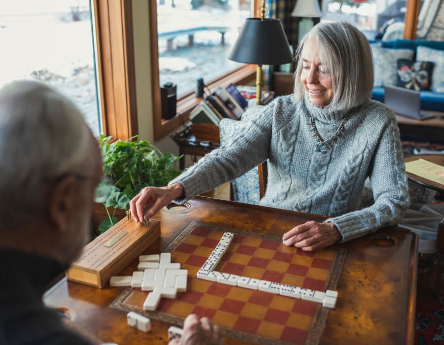 Residents playing some dominos at The Village of Southampton in Houston, Texas