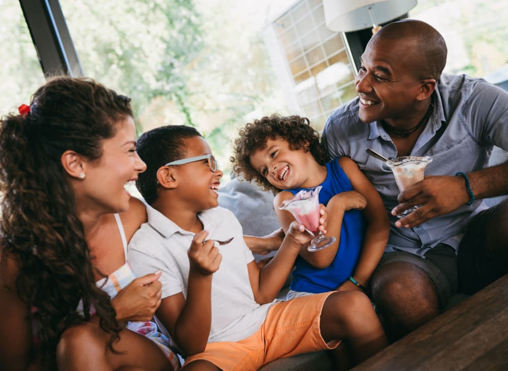 Residents and their kids eating ice cream at Anacapa in Point Mugu, California