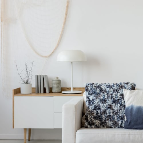 A furnished living room at Columbia Colony in Patuxent River, Maryland