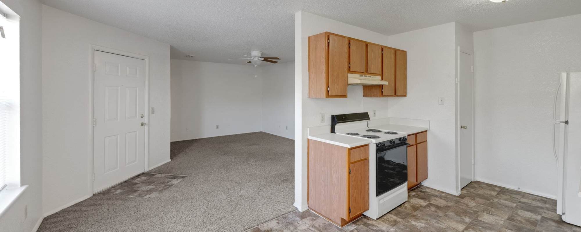 Bedroom with ceiling fan at Emerald Edge Apartments in Franklin, Ohio