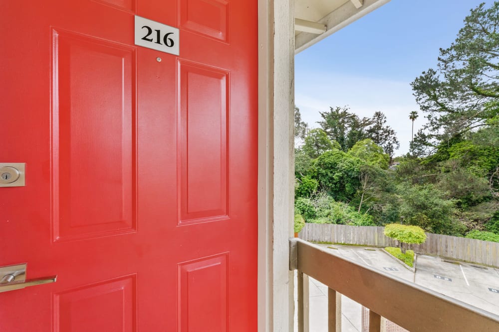 front door of home at Vista Creek, in Castro Valley, California.