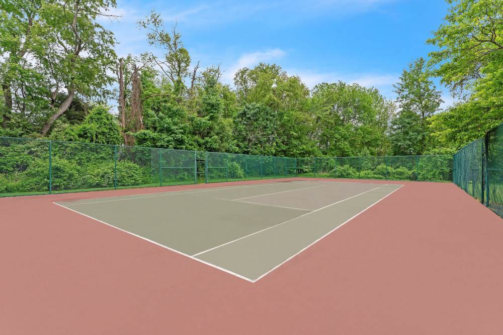 Wide Tennis Court at Park Village West in Westborough, Massachusetts