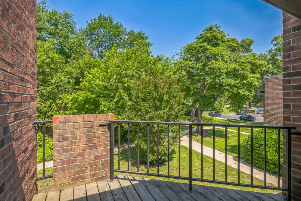 Private balcony at Ramblewood Village Apartments in Mount Laurel, New Jersey