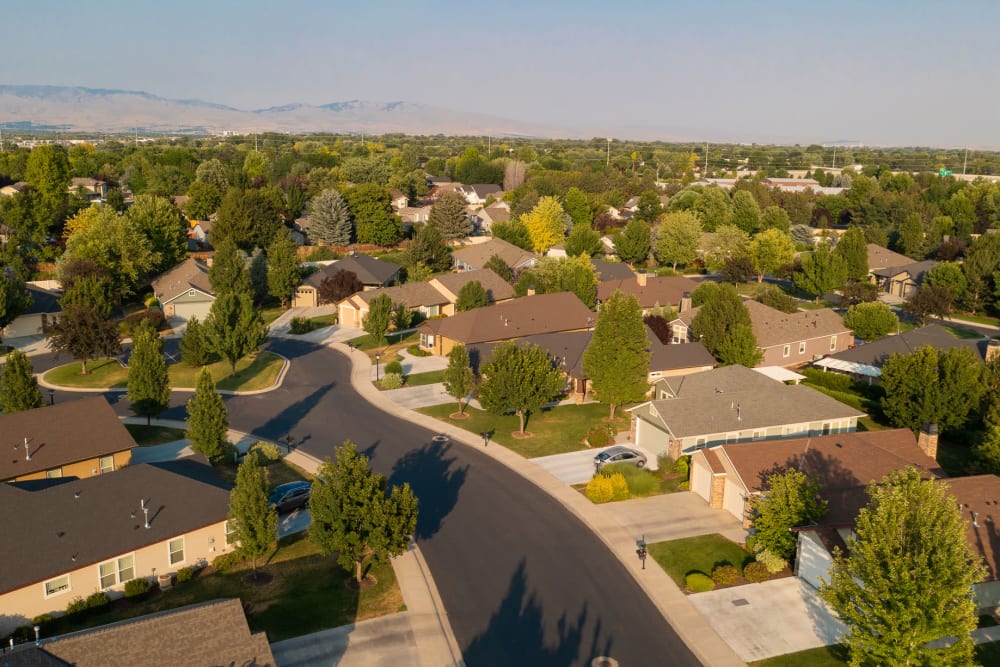 Neighborhood from the air at Touchmark at Meadow Lake Village in Meridian, Idaho