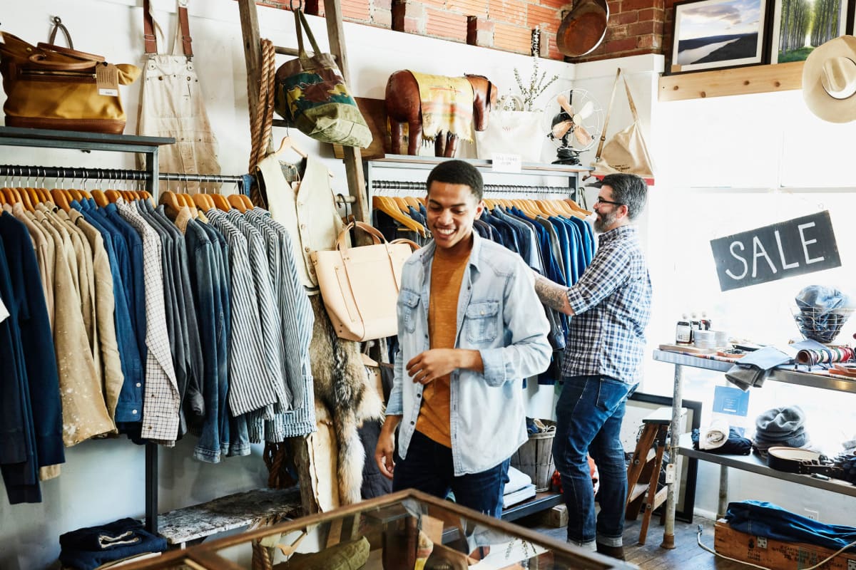 Clothes shopping in a boutique near Indie Westside in Los Angeles, California