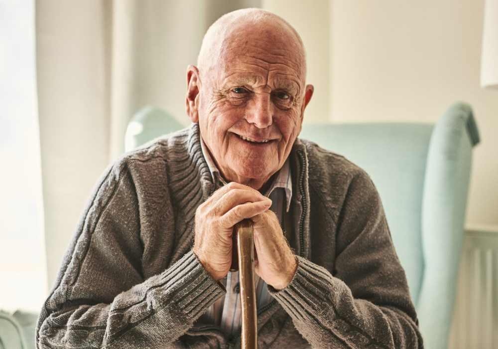 Senior man in apartment at Clearwater at South Bay in Torrance, California