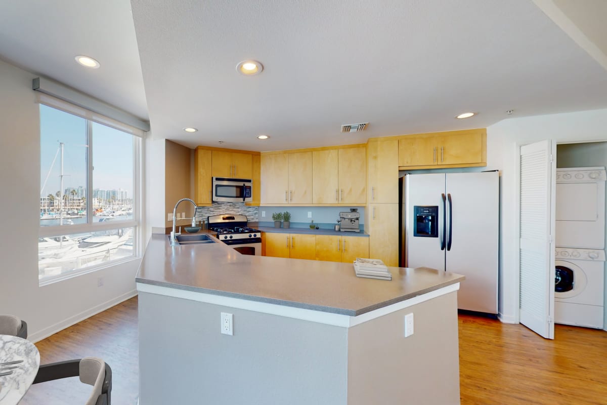 Kitchen in a luxury apartment at Esprit Marina del Rey in Marina del Rey, California