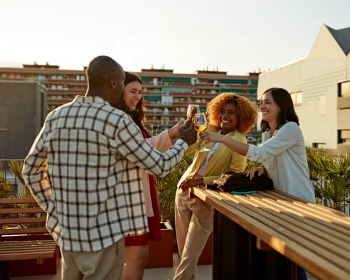 Residents hanging out on the roof of Highland Grove in Richmond, Virginia