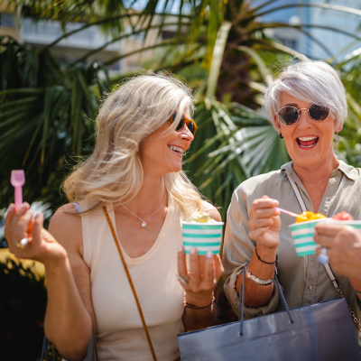Residents enjoying frozen treats at Wisteria Place Retirement Living in Abilene, Texas