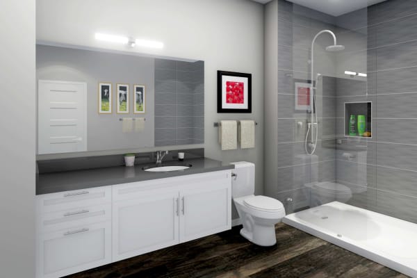 Luxurious bathroom at Hawthorne Hill Apartments in Thornton Colorado