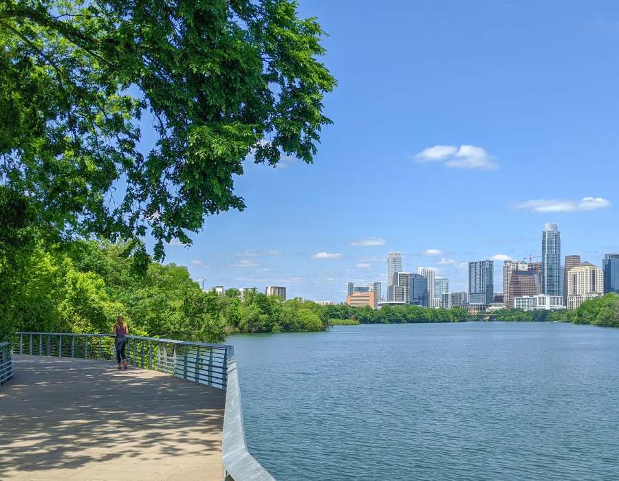 Lake view pathway at Milan in Austin, Texas