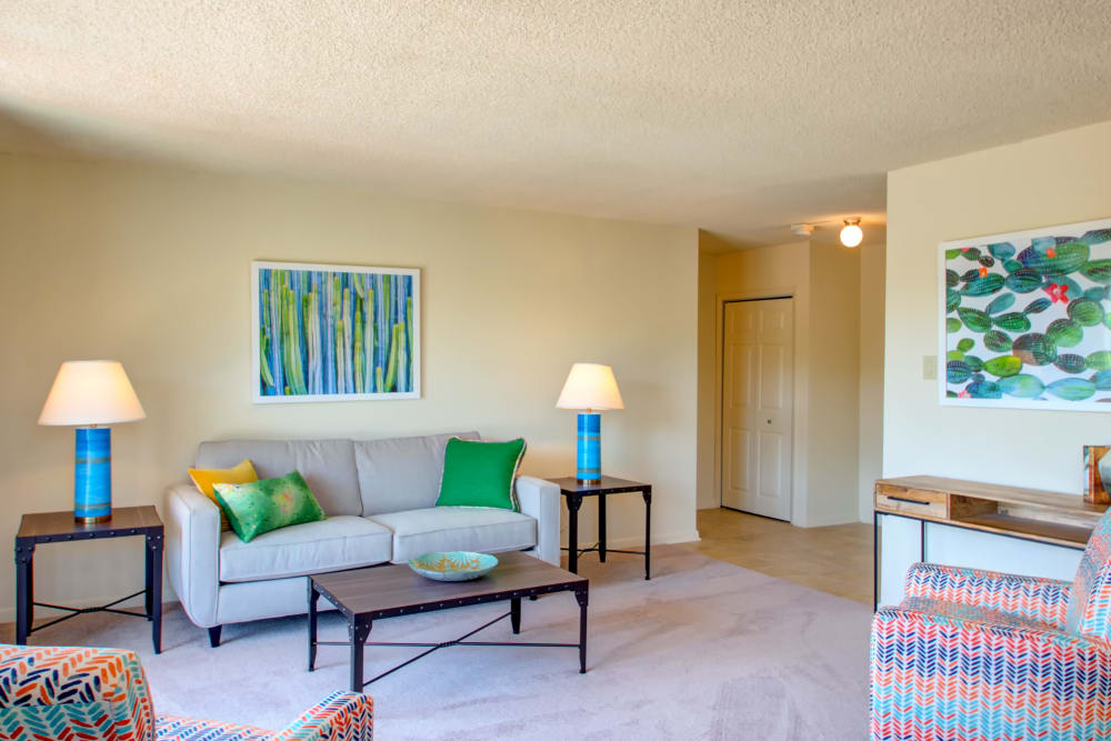 Bright living room at Haddonview Apartments in Haddon Township, New Jersey