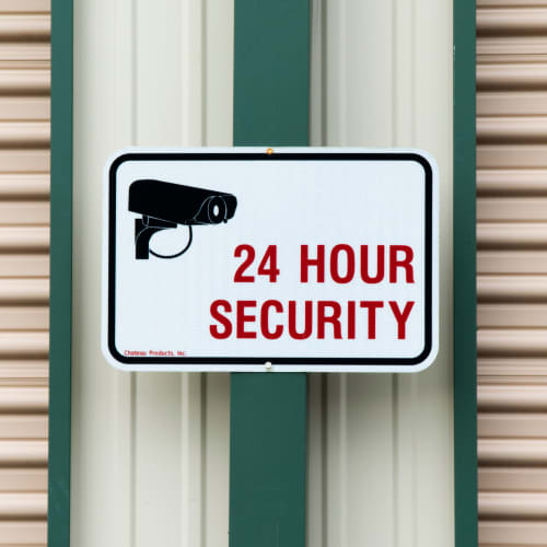 Sign for 24 hour security at Red Dot Storage in Radcliff, Kentucky