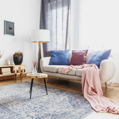 A furnished living room at Adobe Flats I in Twentynine Palms, California