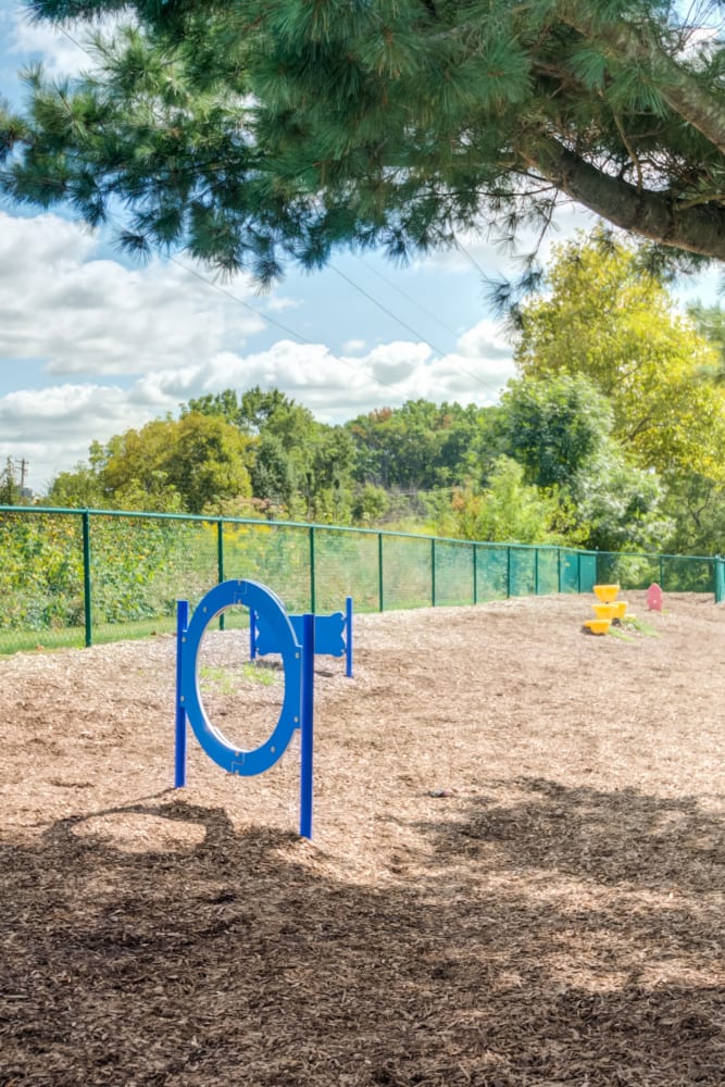 Fenced dog park at Montgomery Woods Townhomes in Harleysville, Pennsylvania