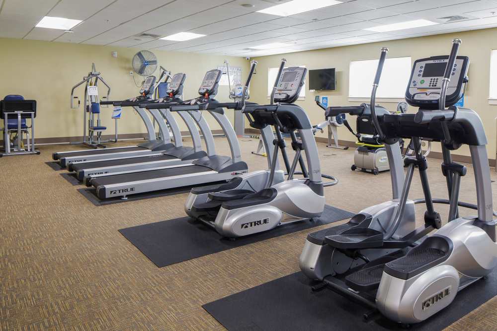 Treadmills in workout room at Touchmark at Meadow Lake Village in Meridian, Idaho