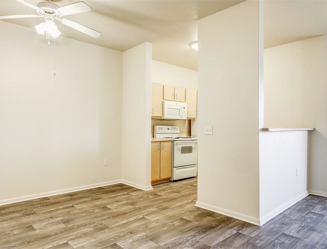 Interior of model home showcasing hardwood floors at The Highlands at Spectrum in Gilbert, Arizona