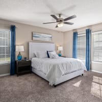 Spacious Master bedroom in a model apartment at Gates at Jubilee in Daphne, Alabama