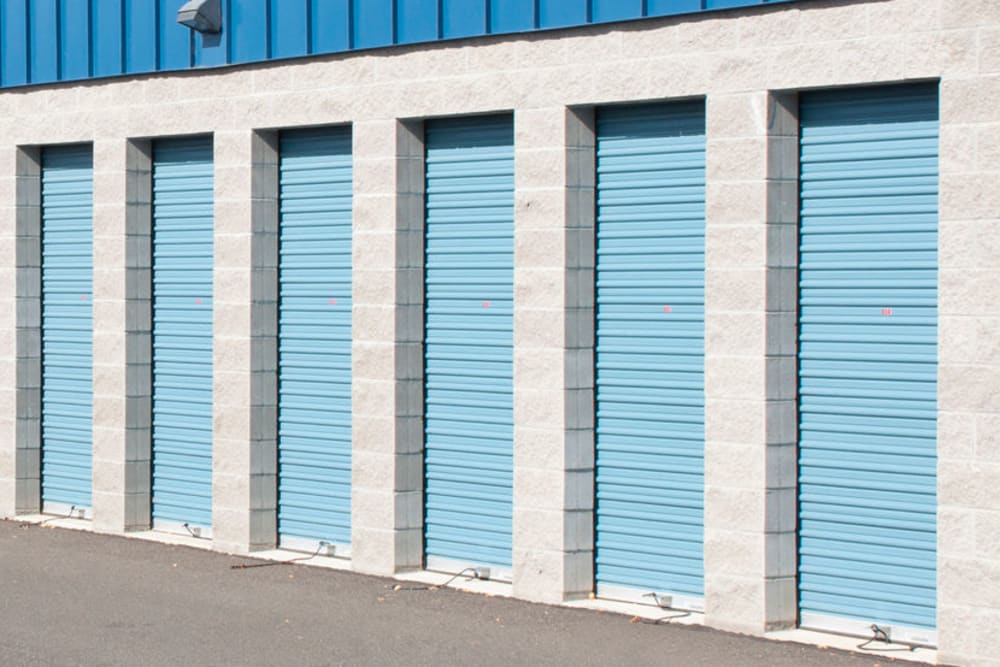 Outdoor storage units at A-American Self Storage in Pomona, California