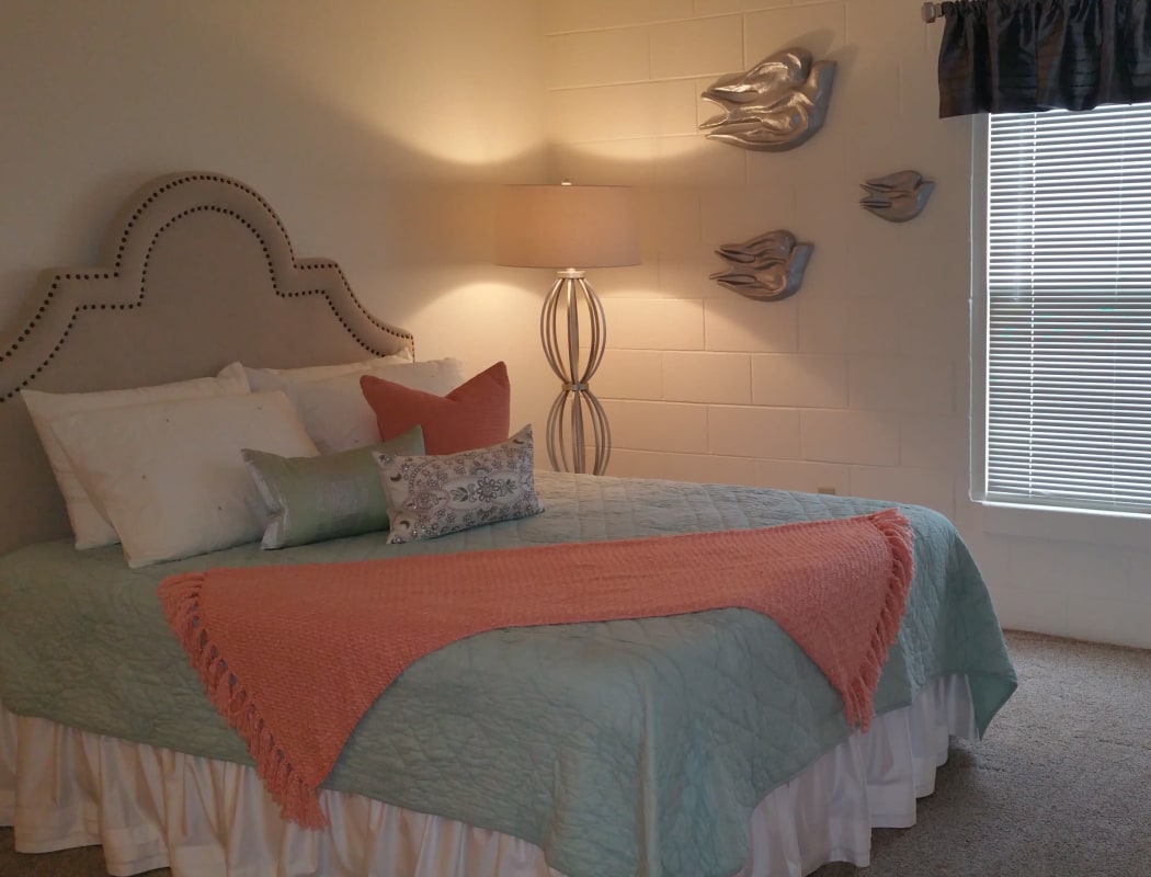 Modern bedroom at The Phoenix Apartments in El Paso, Texas
