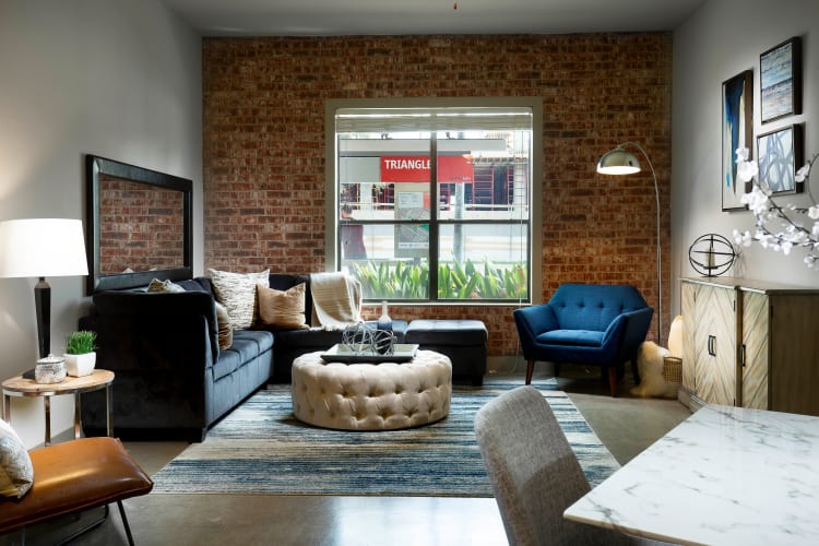 Brick accent wall at Residences at The Triangle in Austin, Texas