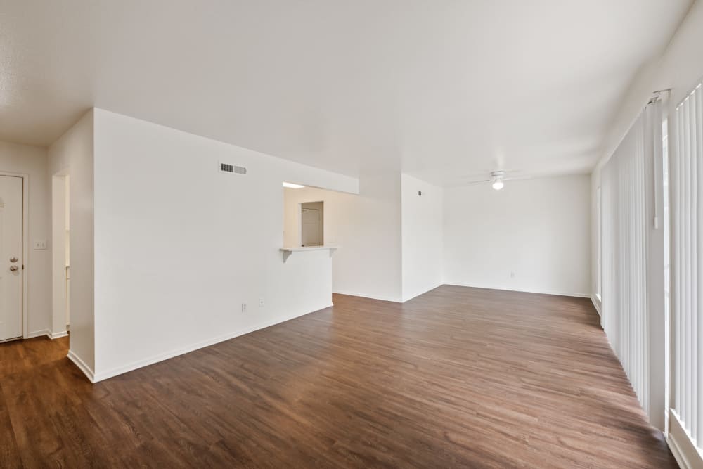 Wood flooring in a townhome living room at Bard Estates in Port Hueneme, California