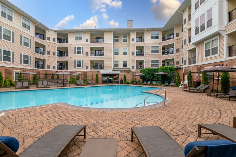 Resort-style pool at Sofi Gaslight Commons in South Orange, New Jersey