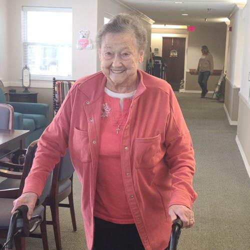 Resident with craft project at Homestead House in Beatrice, Nebraska