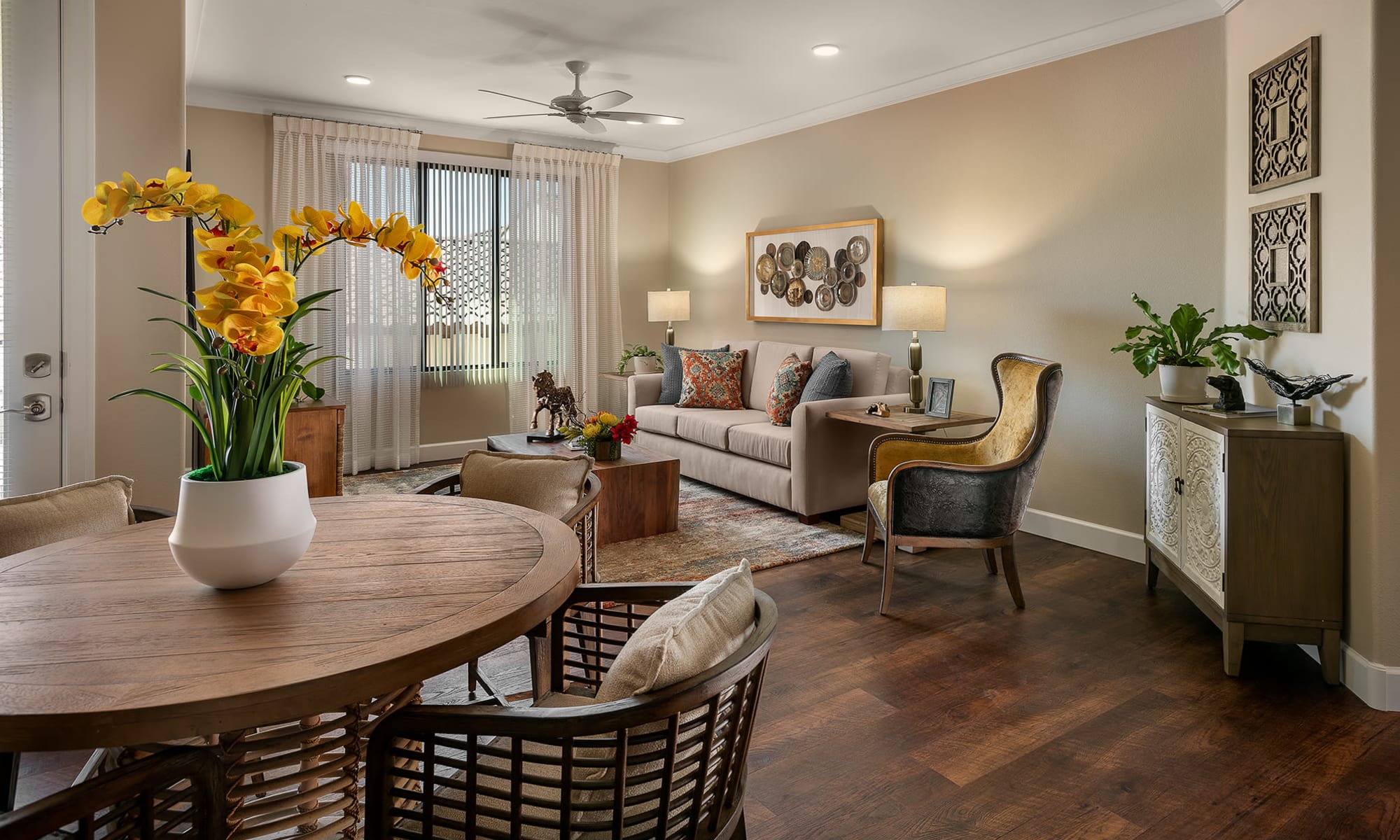 Spacious living room at San Bellara in Scottsdale, Arizona