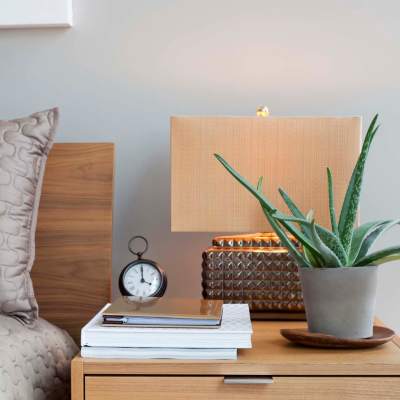 Night stand with plant at Tierra Linda Apartments in Albuquerque, New Mexico  