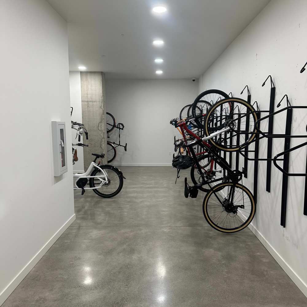 Community bike rack at DOCK 59 in Portland, Oregon
