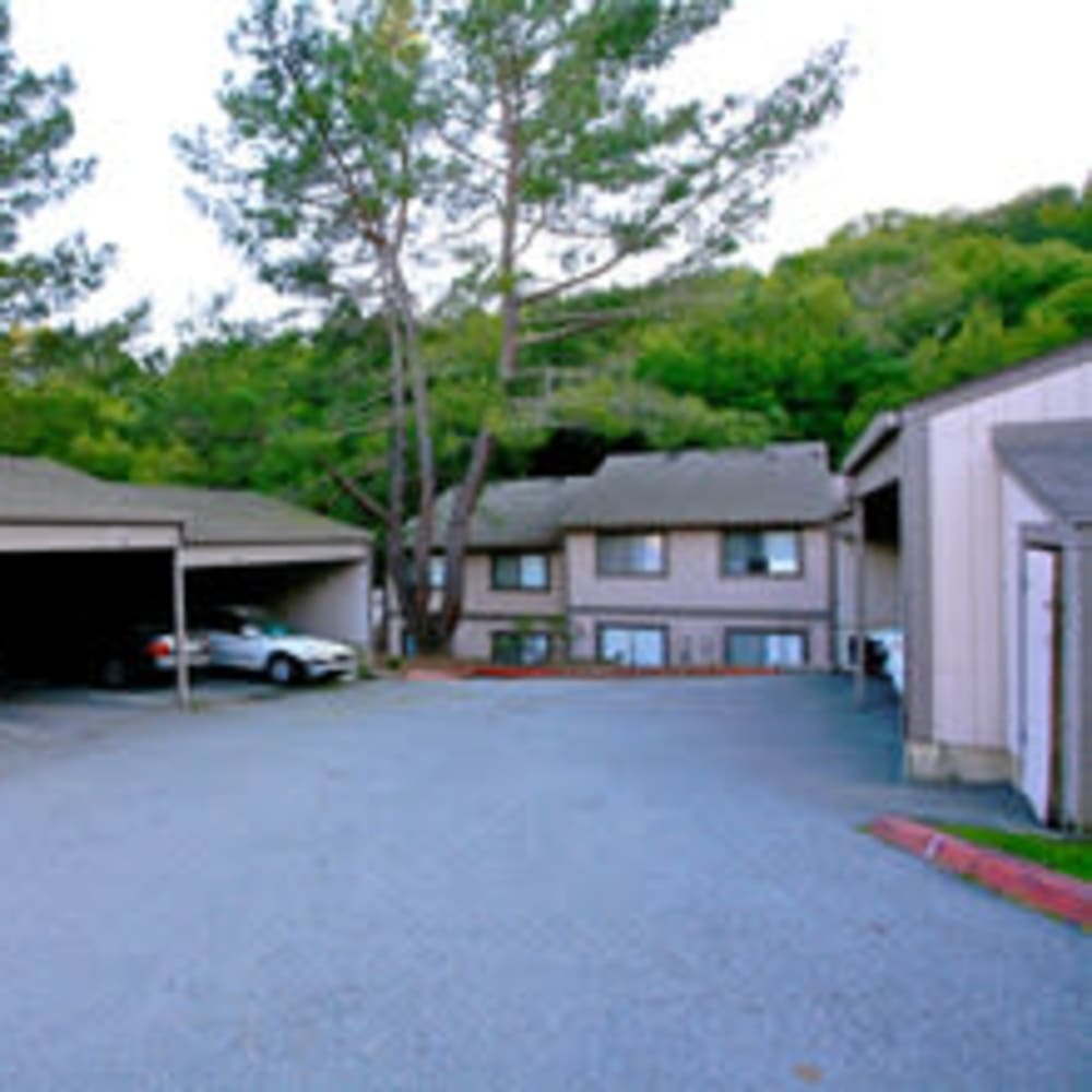 Covered parking spaces are available to residents at Mission Rock at North Bay in Novato, California