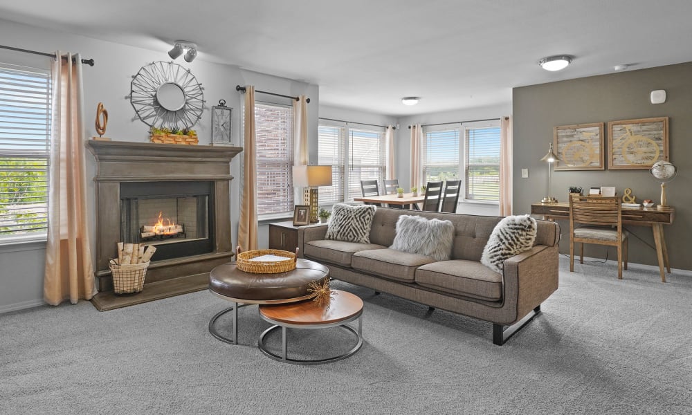 Living room at Scissortail Crossing Apartments in Broken Arrow, Oklahoma