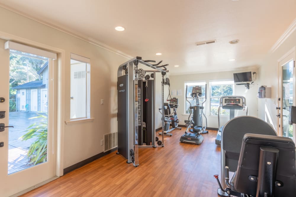 Fitness center at Seventeen Mile Drive Village Apartment Homes in Pacific Grove, California