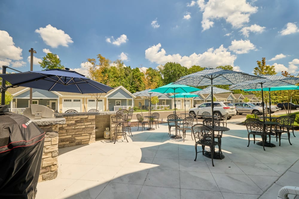 Covered patio seating outside at Legacy Living Green Township in Cincinnati, Ohio