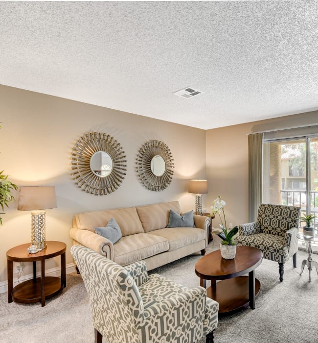 Model living room at Shelter Cove Apartments in Las Vegas, Nevada