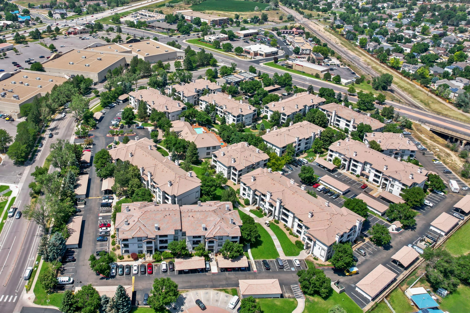 An aerial view of Altitude Westminster in Westminster, Colorado