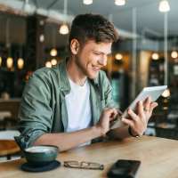 Resident at a cafe near Green|House Short North in Columbus, Ohio