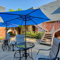 Outdoor seating area at McCart Apartment Homes in Fort Worth, Texas