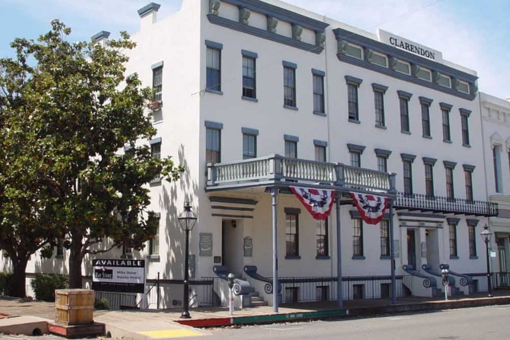 Street entrance to Clarendon House in Sacramento, California